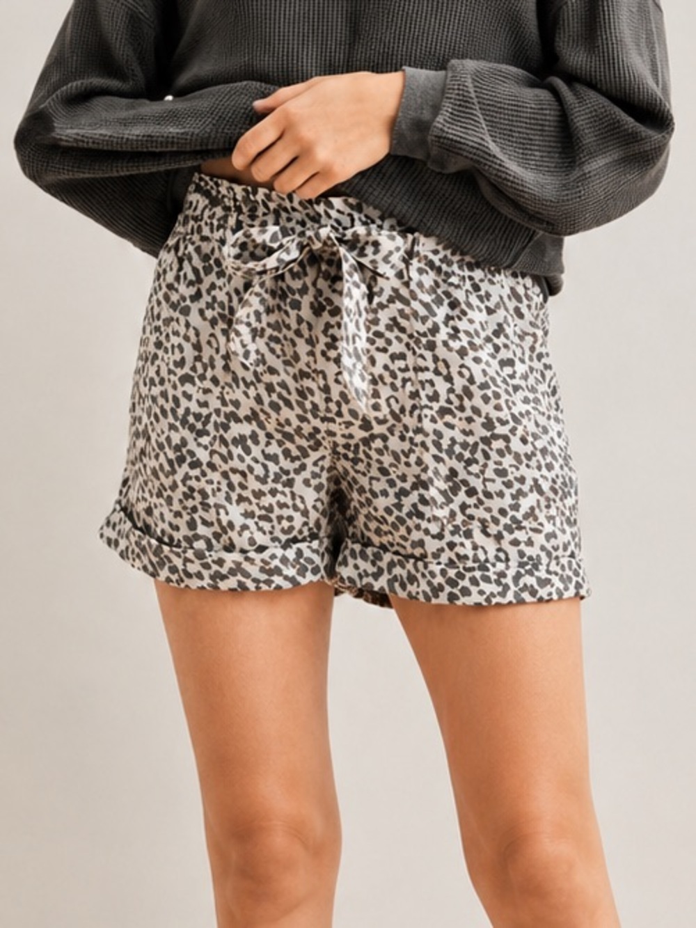 190. aerie Lyocell Leopard Print Paper Bag Tie-Waist Shorts